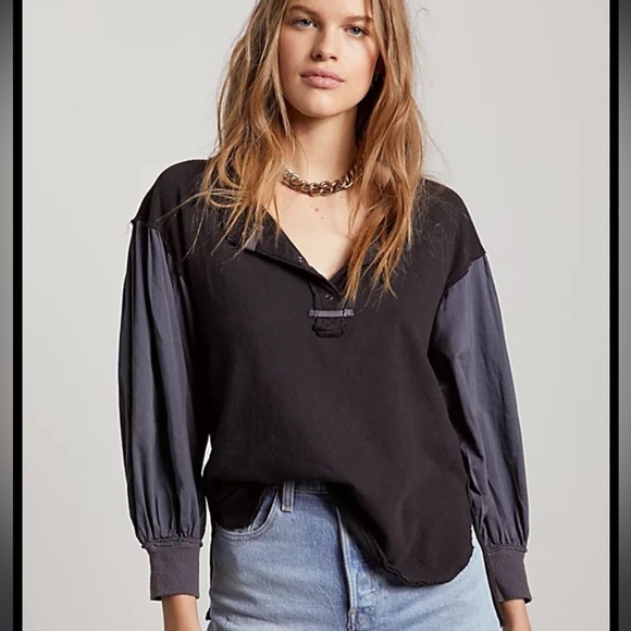 We The Free Free People Sandstorm Tee Black Motif Size M NWT - Picture 1 of 7